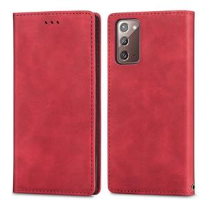 huismerk Voor Samsung Galaxy Note20 Retro Skin Feel Business Magnetische Horizontale Flip Lederen Case met Houder & Kaart Slots & Portemonnee & Foto Frame (Roo