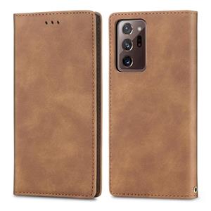 huismerk Voor Samsung Galaxy Note20 Ultra Retro Skin Feel Business Magnetic Horizontal Flip Leather Case met Holder & Card Slots & Wallet & Photo Frame(Brown)