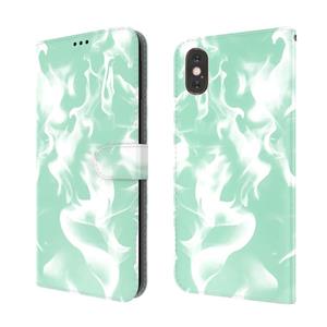 huismerk Cloud Fog Patroon Horizontale Flip Lederen Case met Houder & Card Slot & Portemonnee voor iPhone X / XS (Mint Green)