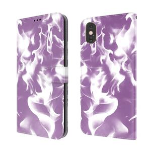 huismerk Cloud Mist Patroon Horizontale Flip Leren Case met Houder & Card Slot & Portemonnee voor iPhone X / XS (Paars)