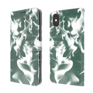 huismerk Cloud Fog Patroon Horizontale Flip Lederen Case met Houder & Card Slot & Portemonnee voor iPhone X / XS (Dark Green)