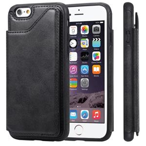 huismerk Voor iPhone 6 Shockproof Calf Texture Protective Case met Houder & Card Slots & Frame(Black)