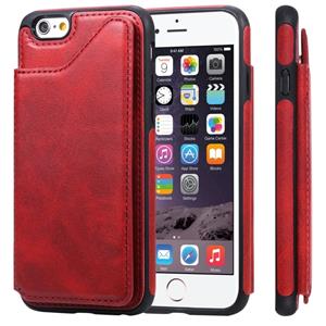 huismerk Voor iPhone 6 Shockproof Calf Texture Protective Case met Houder & Card Slots & Frame(Red)