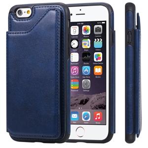 huismerk Voor iPhone 6 Shockproof Calf Texture Protective Case met Houder & Card Slots & Frame(Blue)