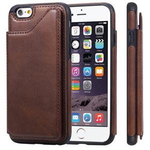 huismerk Voor iPhone 6 Shockproof Calf Texture Protective Case met Houder & Card Slots & Frame(Coffee)