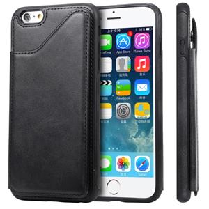 huismerk Voor iPhone 6 Plus Shockproof Calf Texture Protective Case met Holder & Card Slots & Frame(Black)