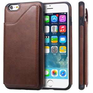 huismerk Voor iPhone 6 Plus Shockproof Calf Texture Protective Case met Houder & Card Slots & Frame(Coffee)