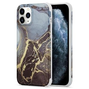 huismerk Four Corners Shocproof Flow Gold Marble IMD Back Cover Case For iPhone 13 Pro Max(Black)