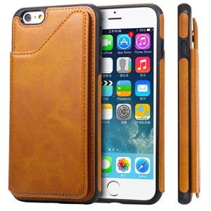 huismerk Voor iPhone 6 Plus Shockproof Calf Texture Protective Case met Holder & Card Slots & Frame(Brown)