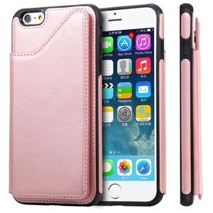 huismerk Voor iPhone 6 Plus Shockproof Calf Texture Protective Case met Holder & Card Slots & Frame(Rose Gold)