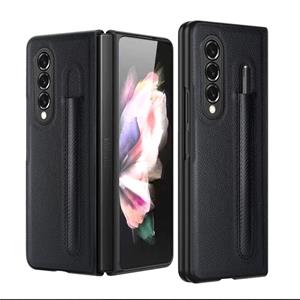 Voor Samsung Galaxy Z Fold3 5G GKK Opvouwbare Litchi Texture PU + PC Telefoonhoesje met Pen Slot