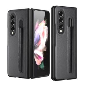 Voor Samsung Galaxy Z Fold3 5G GKK Opvouwbare Litchi Texture PU + PC Phone Case met Pen Slot