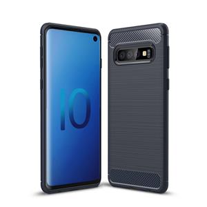 huismerk Geborsteld textuur koolstofvezel TPU Case voor Galaxy S10