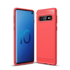 huismerk Geborsteld textuur koolstofvezel TPU Case voor Galaxy S10