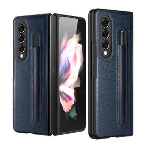 Voor Samsung Galaxy Z Fold3 5G GKK Opvouwbare Litchi Texture PU + PC Telefoonhoesje met Pen Slot