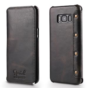 Voor Galaxy S8 Denior Oil Wax Cowhide Eenvoudige horizontale flip lederen zaak met card slots & Wallet (Zwart)