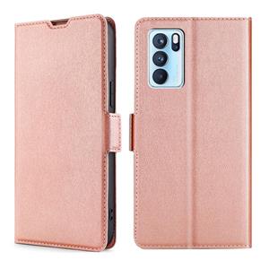 huismerk Voor Oppo Reno6 Pro Ultra-Dunne Spanning Side Buckle Horizontal Flip Leather Phone Case (Rose Gold)