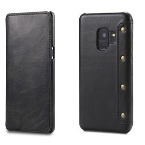 Voor Galaxy S9 Denior Oil Wax Cowhide Eenvoudige horizontale flip lederen zaak met card slots & Wallet(Zwart)