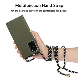 huismerk Voor Samsung Galaxy Note20 Ultra Wheat Straw Material + TPU Beschermhoes met Lanyard (Army Green)