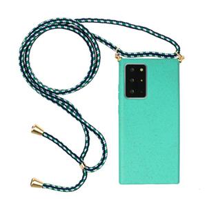 huismerk Voor Samsung Galaxy Note20 Ultra Wheat Straw Material + TPU Beschermhoes met Lanyard(Groen)