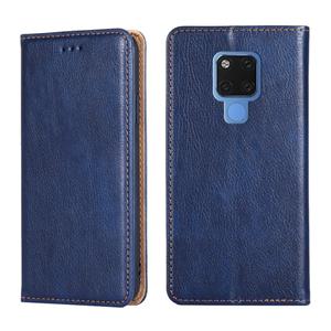 Huismerk Voor Huawei Mate 20 PU + TPU Gloss Oil Solid Color Magnetic Horizontal Flip Leather Case met Holder & Card Slot & Wallet(Blauw)