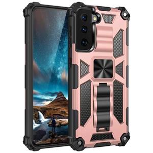 huismerk Voor Samsung Galaxy S21+ 5G Schokbestendige TPU + PC Magnetische beschermhoes met houder(Rose Gold)