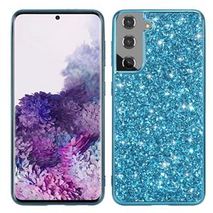 huismerk Voor Samsung Galaxy S21 5G Glitter Powder Shockproof TPU Beschermhoes(Blauw)