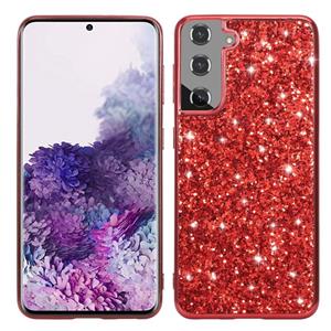 huismerk Voor Samsung Galaxy S21 5G Glitter Powder Shockproof TPU Beschermhoes(Rood)