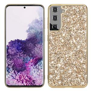 huismerk Voor Samsung Galaxy S21 5G Glitter Powder Shockproof TPU Beschermhoes (Goud)