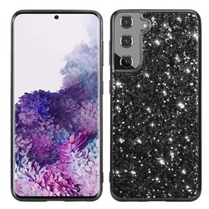 huismerk Voor Samsung Galaxy S21 5G Glitter Poeder Schokbestendige TPU Beschermhoes (Zwart)