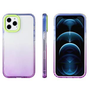 huismerk Candy Gradiënt Flat Surface TPU + PC Shockproof Case voor iPhone 13 Pro Max (paars blauw)