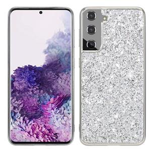 huismerk Voor Samsung Galaxy S21 5G Glitter Powder Shockproof TPU Beschermhoes (Zilver)