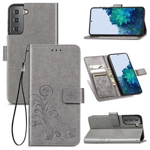 huismerk Vierbladige gesp reliëf gesp mobiele telefoon bescherming lederen case met Lanyard & Card Slot & Wallet & Bracket Functie Voor Samsung Galaxy S30 Plu