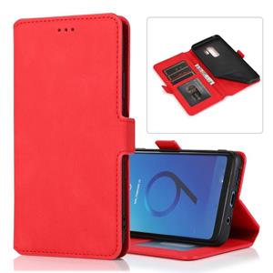 huismerk Voor Samsung Galaxy S9 Plus Retro Magnetic Closing Clasp Horizontale Flip Lederen Case met Holder & Card Slots & Photo Frame & Wallet(Red)