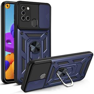 huismerk Voor Samsung Galaxy A21S Sliding Camera Cover Design TPU + PC-beschermhoes