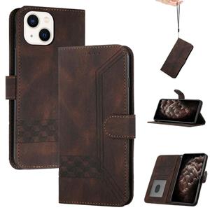 huismerk Cubic Skin Feel Flip Leather Telefoon Case voor iPhone 13 (Bruin)