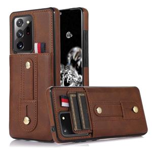 huismerk Voor Samsung Galaxy Note20 Ultra polsband Standstand Wallet Lederen telefoonhoesje