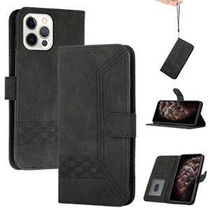 huismerk Cubic Skin Feel Flip Leather Telefoon Case voor iPhone 13 Pro (Black)