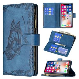 huismerk Voor iPhone XS / X Flying Butterfly Embossing Pattern Rits Horizontale Flip Leren Case met Houder & Card Slots & Portemonnee