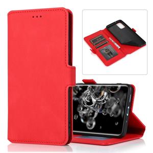 huismerk Voor Samsung Galaxy S20 Ultra 5G Retro Magnetic Closing Clasp Horizontale Flip Lederen case met Holder & Card Slots & Photo Frame & Wallet(Red)