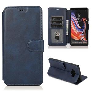 huismerk Voor Samsung Galaxy Note9 Kalf texture magnetische gesp horizontale flip lederen case met houder & kaartslots & portemonnee & fotoframe(blauw)