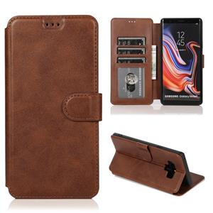 huismerk Voor Samsung Galaxy Note9 Kalf texture magnetische gesp horizontale flip lederen case met houder & kaartslots & portemonnee & fotolijst(koffie)