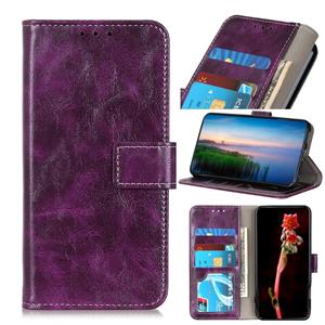 huismerk Voor Xiaomi Redmi Note 8 2021 Retro Crazy Horse Textuur Horizontale Flip Leren Case met Houder & Card Slots & Photo Frame & Portefeuille (Paars)