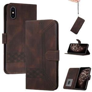 huismerk Cubic Skin Feel Flip Leather Telefoon Case voor iPhone XS MAX (Brown)