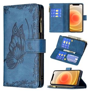 huismerk Voor iPhone 12 Mini Flying Butterfly Embossing Pattern Rits Horizontale Flip Leren Case met Houder & Card Slots & Portemonnee