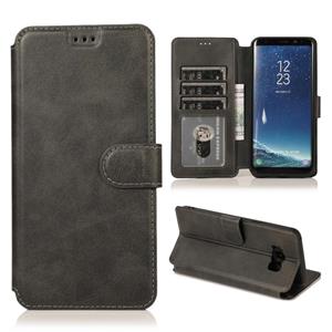 huismerk Voor Samsung Galaxy S8 Plus Kalf texture Magnetische gesp horizontale flip lederen case met houder & kaartslots & portemonnee & fotoframe(zwart)