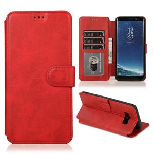 huismerk Voor Samsung Galaxy S8 Plus Kalf texture Magnetische gesp horizontale flip lederen case met houder & kaartslots & portemonnee & fotolijst(rood)