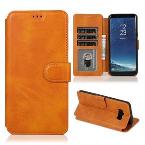 huismerk Voor Samsung Galaxy S8 Plus Kalf texture Magnetische gesp horizontale flip lederen case met houder & kaartslots & portemonnee & fotoframe (Khaki)