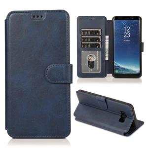 huismerk Voor Samsung Galaxy S8 Plus Kalf texture Magnetische gesp horizontale flip lederen case met houder & kaartslots & portemonnee & fotoframe(blauw)