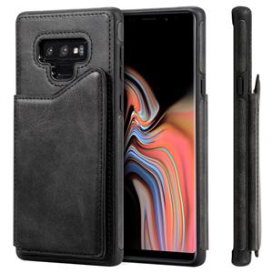 huismerk Voor Galaxy Note 9 Shockproof Calf Texture Protective Case met Holder & Card Slots & Frame(Black)